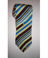 Yates &amp; Co London blue/brown stripe silk tie handmade in England, free s... - $21.00