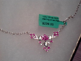 Ruby Gemstone .925 Sterling Silver Necklace - $3,586.75 MXN