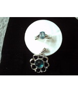 Special Auction Set Of 925 Sterling Silver Topaz Stone Pendant &amp; Aquamar... - £64.75 GBP