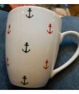 Ceramic printed Anchor red and blue on white Coffee Mug Cup Set of 4 new... - $20.35 CAD