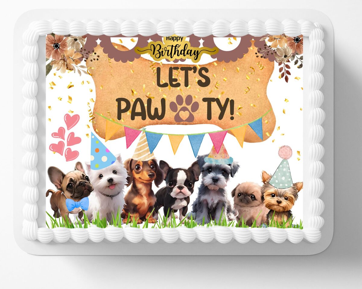 Let's Pawty Puppy Dog Themed Edible Image Birthday Cake Topper, Frosting... - $17.47 Let's Pawty Puppy Dog Themed Edible Image Birthday Cake Topper, Frosting... - $17.47