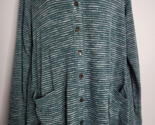 LOGO Lori Goldstein Tunic Shirt Womens Medium Green Striped Button Down ... - $24.99