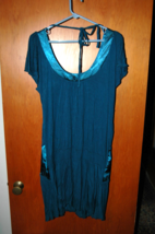 Womens Blue Teal Short Sleeve Summer Cute Dress Sexy Teal Accents - $14.99
