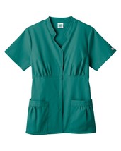 White Swan Fundamentals Ladies Snap Front Shirred Color Scrub Top (Hunter Green, - £19.77 GBP