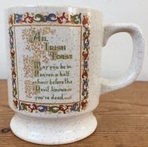 Vtg Irish Toast Heaven Devil Celtic Saying Ceramic Stoneware Coffee Cup Mug - $26.99