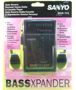 sanyo portable cassette player bass expander, auto reverse, headphones - £63.30 GBP