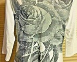 Womens Erin London White Black Design Rhinestone V-neck T Shirt Small SK... - $5.89
