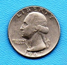 1967 Washington Quarter - Circulated - Very good or better - $1.25