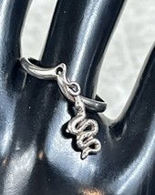 Vintage 925 Sterling Silver Snake/ Serpent Dangle Charm Ring Size 8 - 1.8g - $21.25