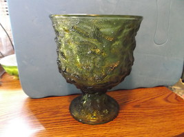 Avocado Green Glass Compote/Vase-Vintage - $25.00
