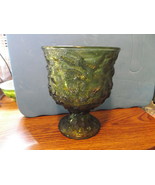 Avocado Green Glass Compote/Vase-Vintage - £19.66 GBP