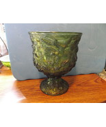 Avocado Green Glass Compote/Vase-Vintage - $34.11 CAD