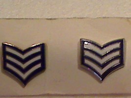Pair Of USAF Air Force Sergeant Collar Insignia Pins New - £3.92 GBP