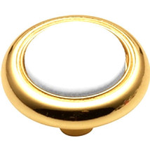 Belwith # P710-W  1 1/4&#39;&#39; Polished Brass w/white Porcelain Centers - $2.99