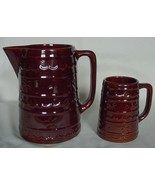 LARGE Vintage MARCREST Daisy &amp; Dot Brown Glazed Stoneware Pitcher &amp; Mug ... - £35.97 GBP