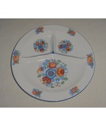 VINTAGE WHITE &amp; BLOCK CZECHOSLOVAKIA DIVIDED SECTIONED DISH PLATE FLORAL - £13.54 GBP