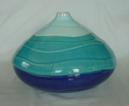 Vintage Art Pottery Mt. Fuji Vase  Blue Signed - £17.22 GBP