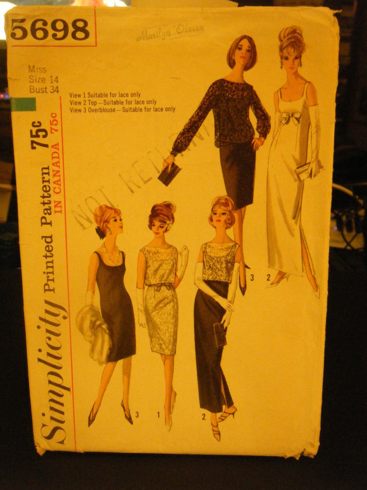 Primary image for Simplicity 5698 Cocktail Evening Dress w/Overblouse Top Pattern - Sz 14 Bust 34