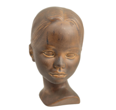 Vintage MCM Holland Mold Ceramic Heads Bust Girl Polynesian Brown Hawaiian - £35.85 GBP