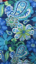 &quot;&quot;Bold Large Flowers &amp; Paisley Design On Blue Background&quot;&quot; - Home Decor Fabric - £11.87 GBP