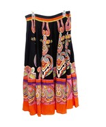 Kaktus Black Orange Sequin Embellished Boho Circle Maxi Skirt Size XL - $52.34 CAD