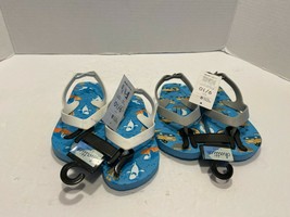 2 Chatties Sport Themed Toddler Boys Flip Flops Back Strap Beach Sandals 9/10 - £5.14 GBP