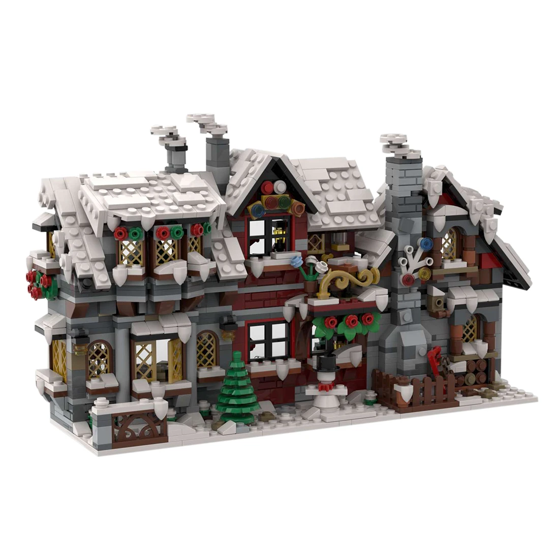 1520Pcs The Backside of Three Little Winter Houses Bricks Model MOC-79497 - £238.96 GBP
