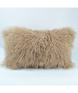 Tibetan lamb fur pillow Cover Mongolian lamb fur pillow -  Dark Beige -1... - $95.55 CAD+