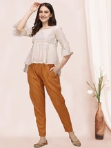 Womens mustard Pant with off-white Top Coordinated set S-XL Daily Party wear - £35.70 GBP