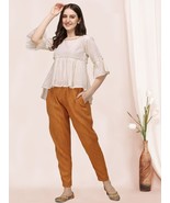 Womens mustard Pant with off-white Top Coordinated set S-XL Daily Party ... - £35.56 GBP
