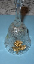 Granny&#39;s Family Owned 24K Leaded Crystal Bell With Gold Rose Adornment - £28.67 GBP