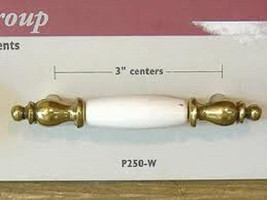 Belwith # P250-W BRASS AND CERAMIC White Cabinet Handle Pul - $4.29