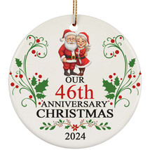 Cute Santa Claus Couple 46th Anniversary 2024 Ornament Gift 46 Years Christmas - £11.05 GBP