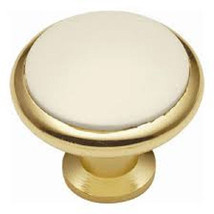 1 Belwith #P428-IV  1-3/8&quot; Dia. Ivory with Brass Cabinet Knob - £2.34 GBP