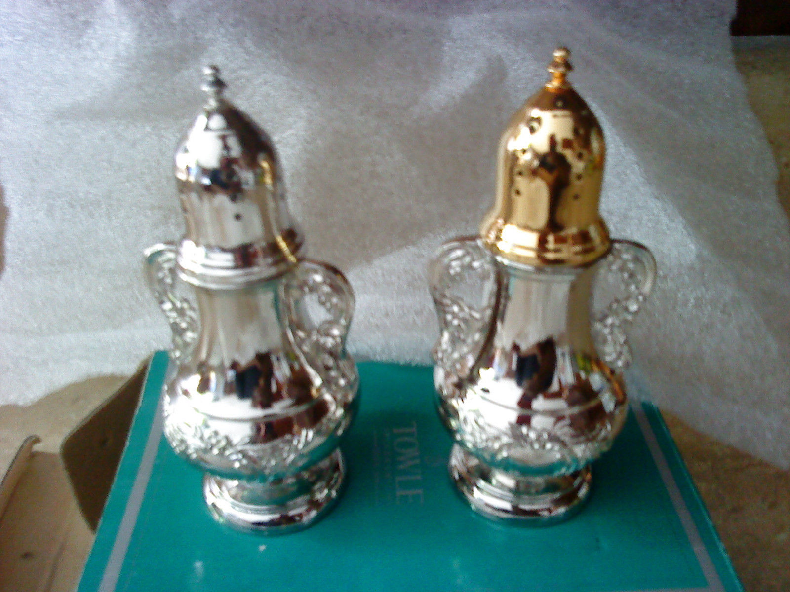 2 NEW VINTAGE TOWLE  SLIVER Plated  4" SALT AND PEPPER SHAKERS - $65.89