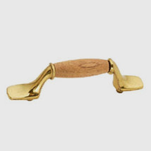 1 Belwith #P8130-OAK 3 inches  Polished Brass w/ Oak Inser Cabinet Pull - $3.49