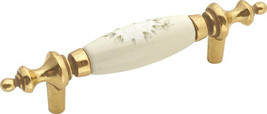 1 Belwith #P64-WF Lancaster Polish Wildflower/White Flower 3'' Drill Center pull - $4.29