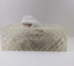 Tissue Box Cover Lucite Acrylic Clear Diamond Starburst MCM Vintage  - £24.70 GBP