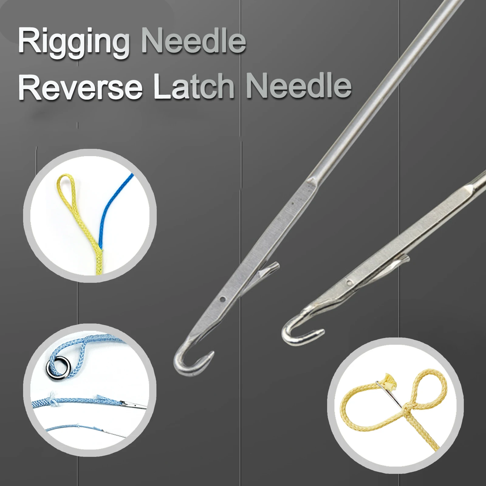 7Pcs Reverse Latch Needle Rigging Needle Fishing Assist Cord Ring Splicing - £10.12 GBP