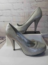 Sarah Jayne Glitter High Heel Shoes Stiletto Prom Dress Shoes Womens Sz 8 READ - £12.65 GBP