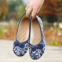 Chinese Knot Women Floral Fabric Ballet Flats Spring Summer Vintage Ladies Comfo - £27.89 GBP