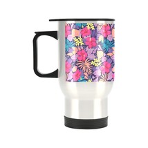 Insulated Stainless Steel Travel Mug - Commuters Cup - Pink Jungle  (14 oz) - £11.86 GBP