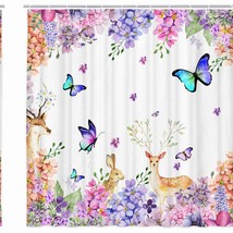 Spring Lavender Flowers and Butterfly Shower Curtain 70x72 - $47.51