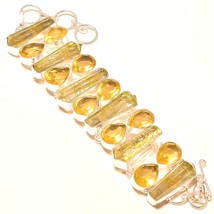 Golden Rutile Lemon Topaz Gemstone Handmade Ethnic Bracelet Jewelry 8-9" SA 673 - £14.54 GBP