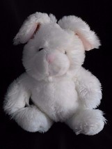 Gund 12&quot; White Bunny Rabbit 1990 Plush Stuffed Pink Ears Korea Sitting - £30.51 GBP