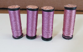 Kreinik Pink Metallic Thread 007C  4   1/16 Ribbon 11 yard Spools Retired Color - $14.89