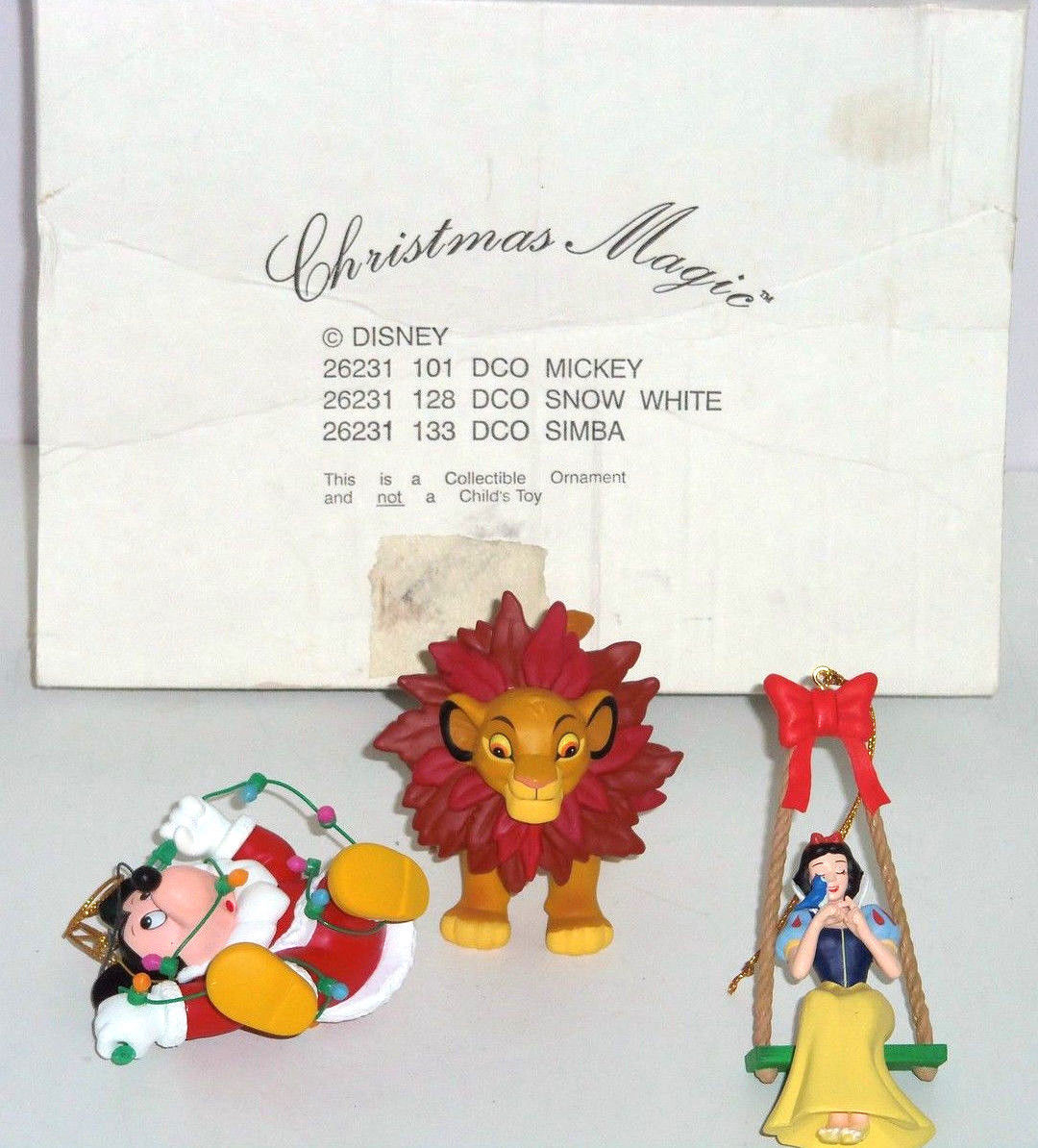 Disney Mickey Mouse Lion King Simba Snow White Ornament Grolier Magic Retired - £47.14 GBP