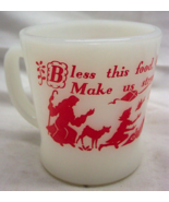VINTAGE Anchor Hocking Fire King &quot;Bless this food O Lord...&quot; MILK GLASS ... - $40.74 CAD