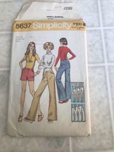 VTG 73 SIMPLICITY 5637 MS Jeans/Jean Shorts Uncut Sz 10 Waist 25 - $20.42