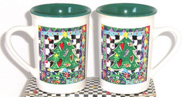 Christmas Tree Coffee Mugs Festive Mug Cup Holiday New Lot of 2 - £11.95 GBP